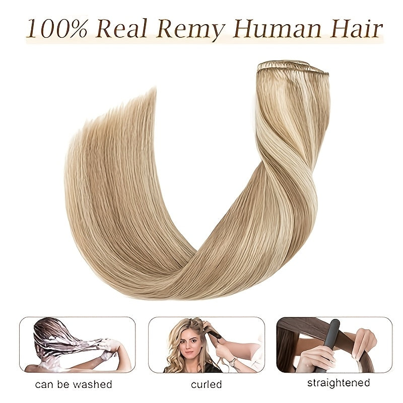 8pcs Luxe Remy Human Hair Extensions Set | 100% Real, Silky Straight