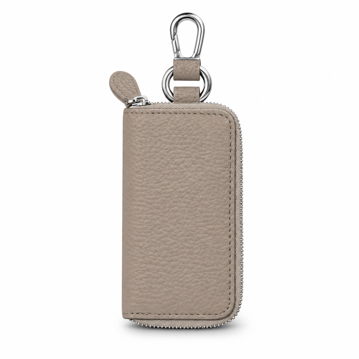 Pebbled Leather Zip-Around Key Pouch