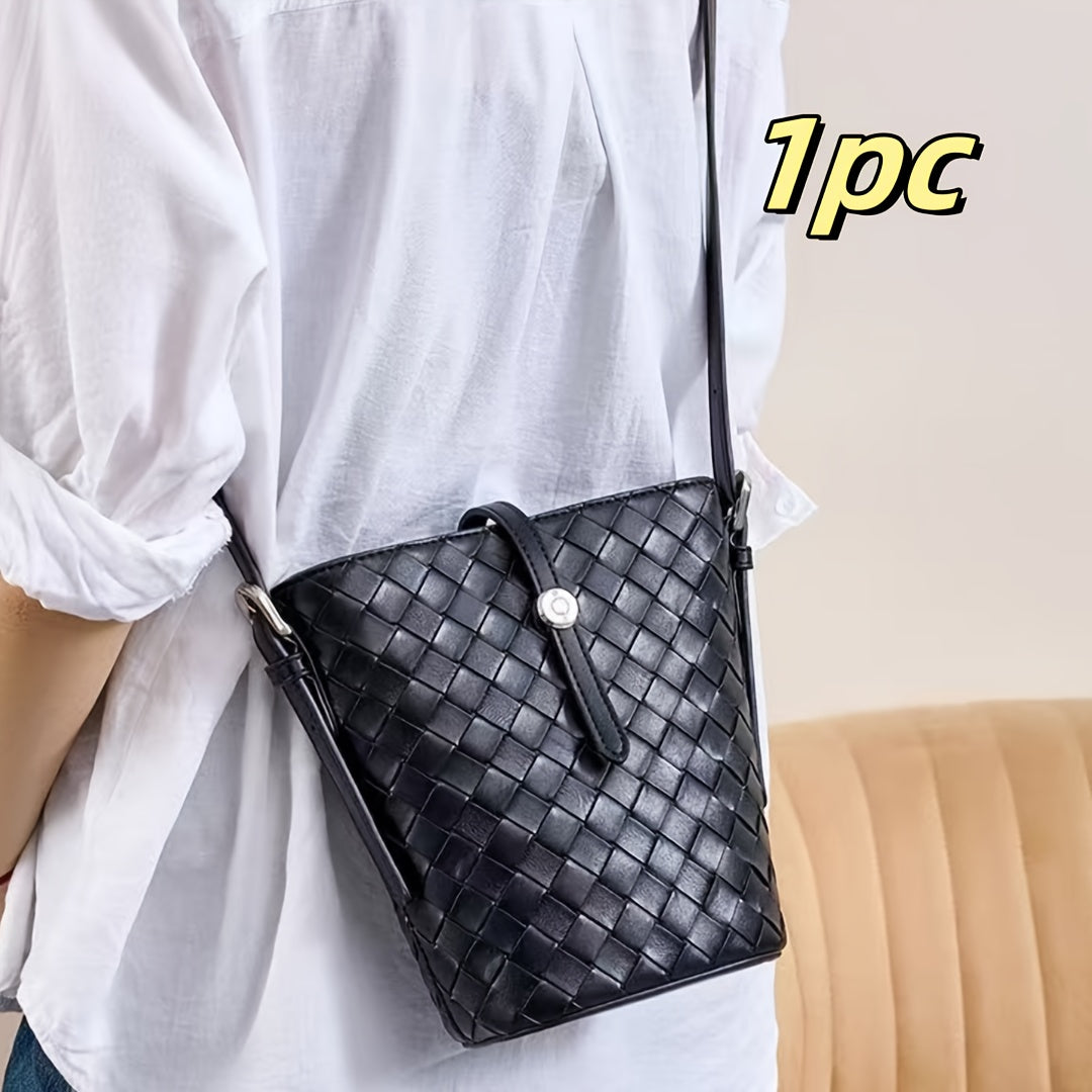 Woven New Bucket Bag Handmade Woven Bag, Niche High-end Women's Summer Versatile Crossbody Bag, Simple, Lightweight And Compact Crossbody Bag