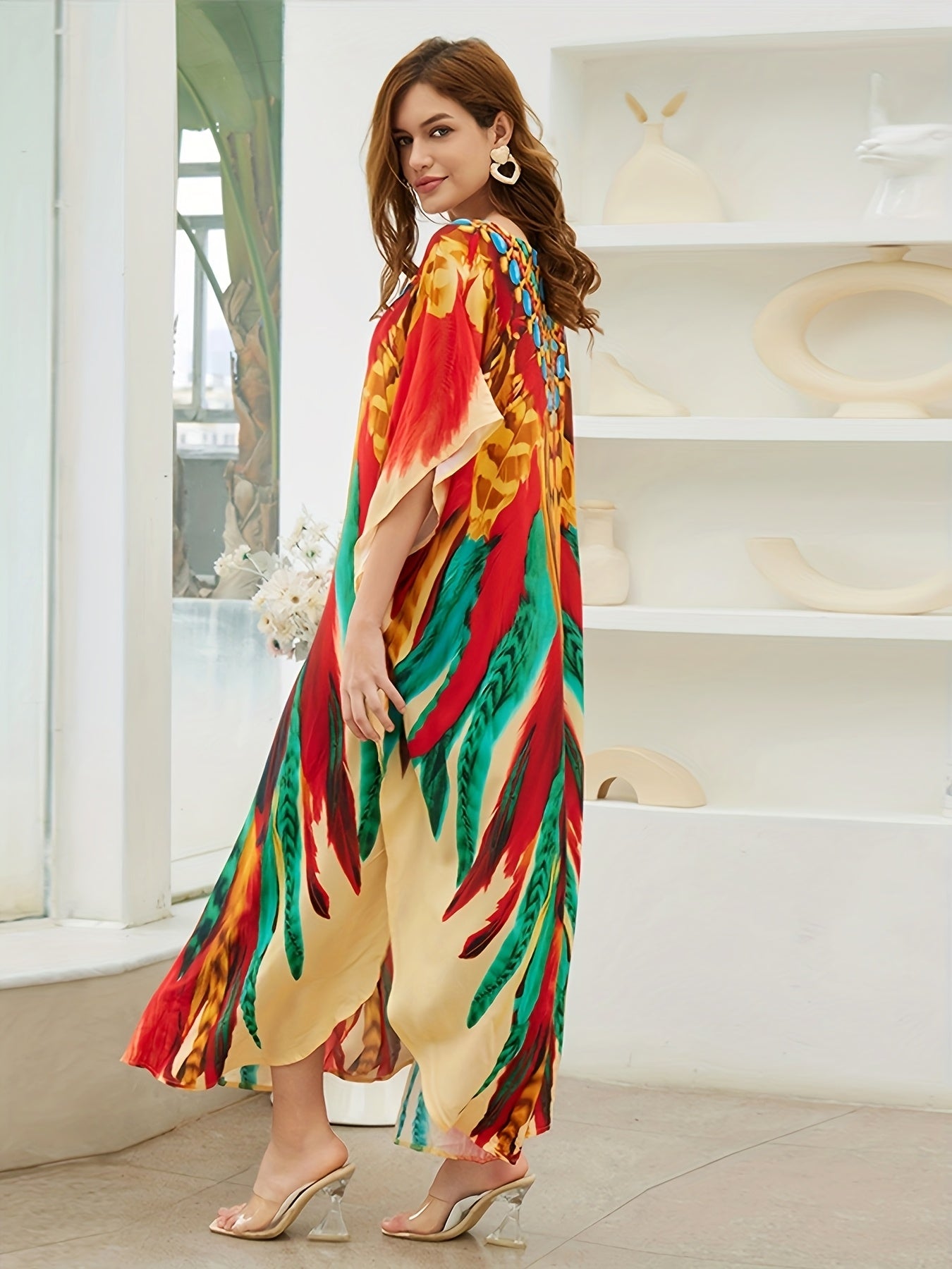 Women Long Kaftan Clothing Roomy Homewear Oversized Maxi Kimono Cover Ups Robes
