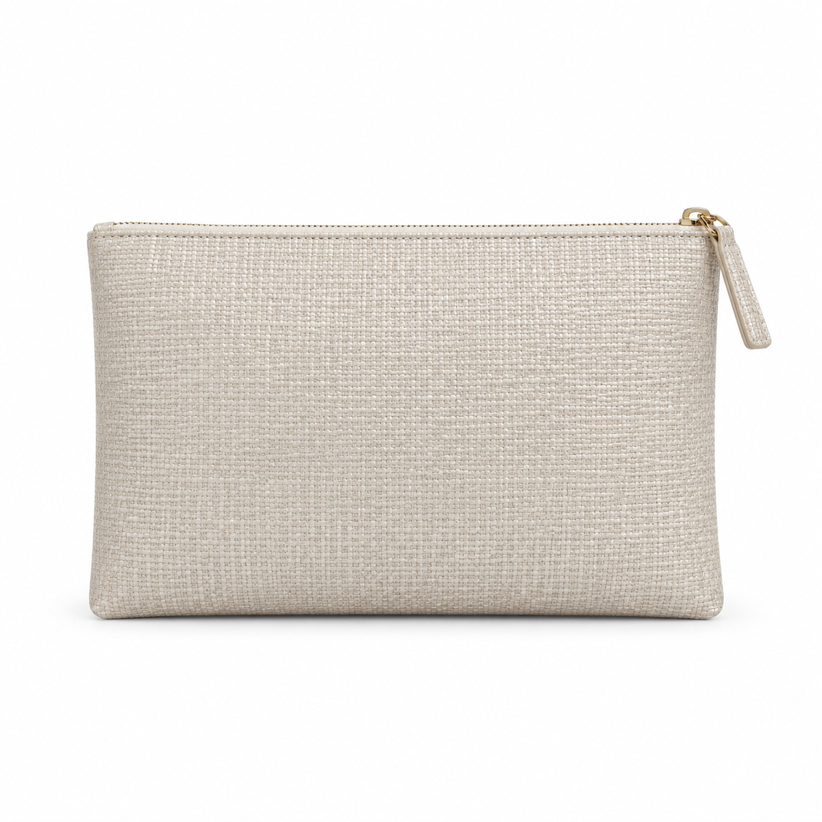 Ivory Woven Texture Zip Clutch Bag