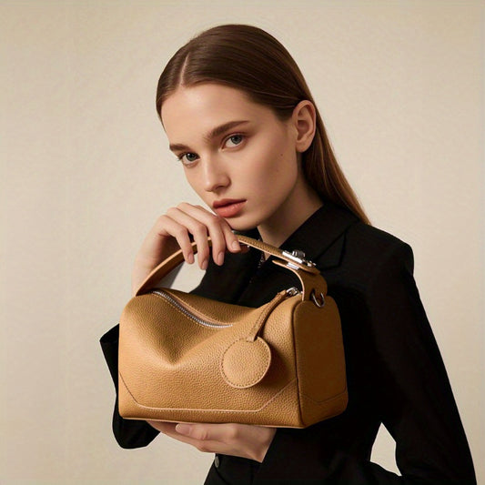 Head layer Leather Women's Bag Fashion Genuine Leather Boston Bag Versatile Trendy Handbag Crossbody Bag Simple Fashion Shoulder Bag