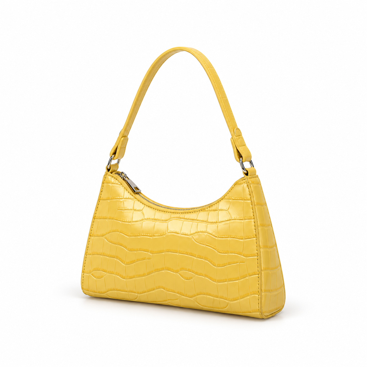 Yellow Crocodile Texture Shoulder Handbag Purse