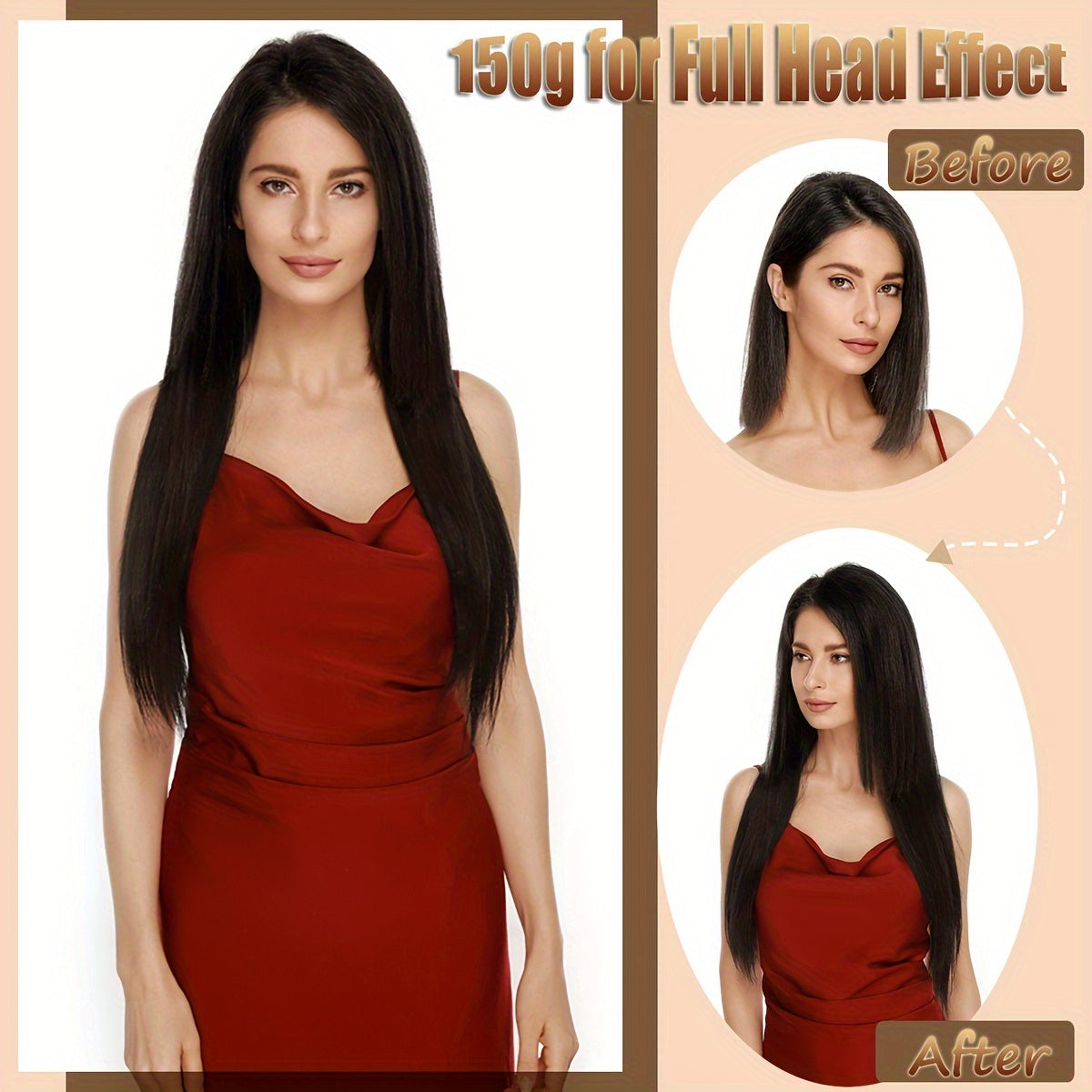 100% Human Hair Extensions - 50 Strands Nano Rings, Thick, Smooth, Remy Hair