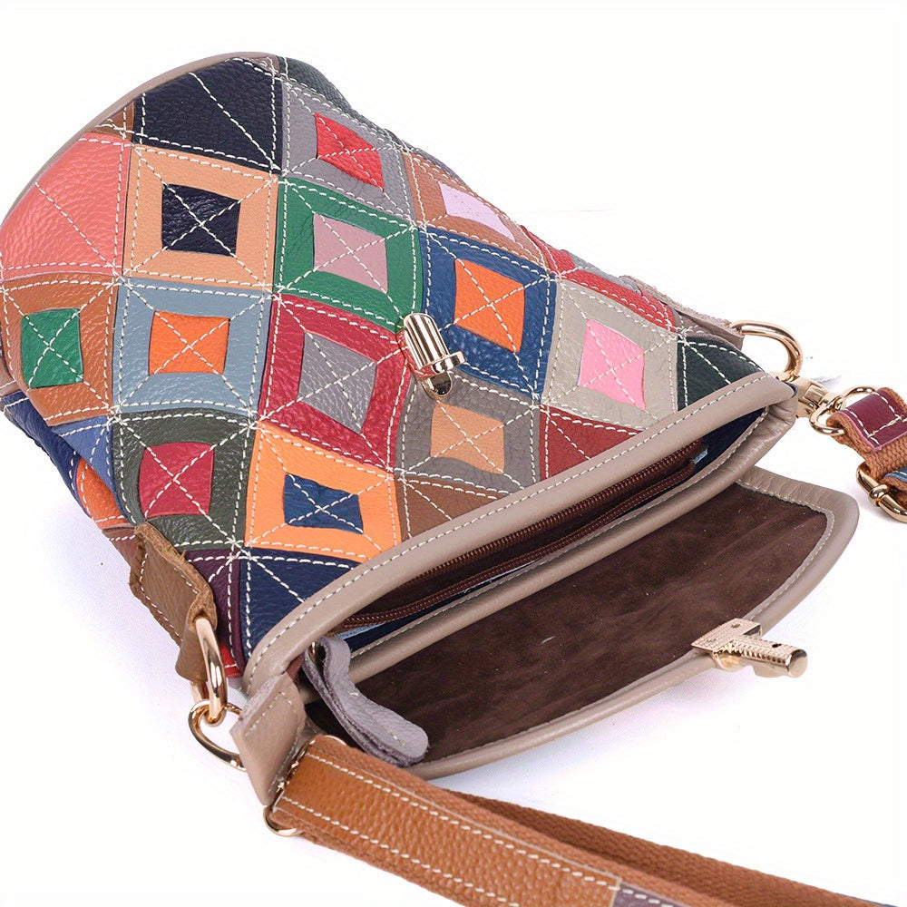 New Genuine Leather Women's bag with cowhide colored casual bag cover for Women's one-shoulder crossbody fashionable small square bag