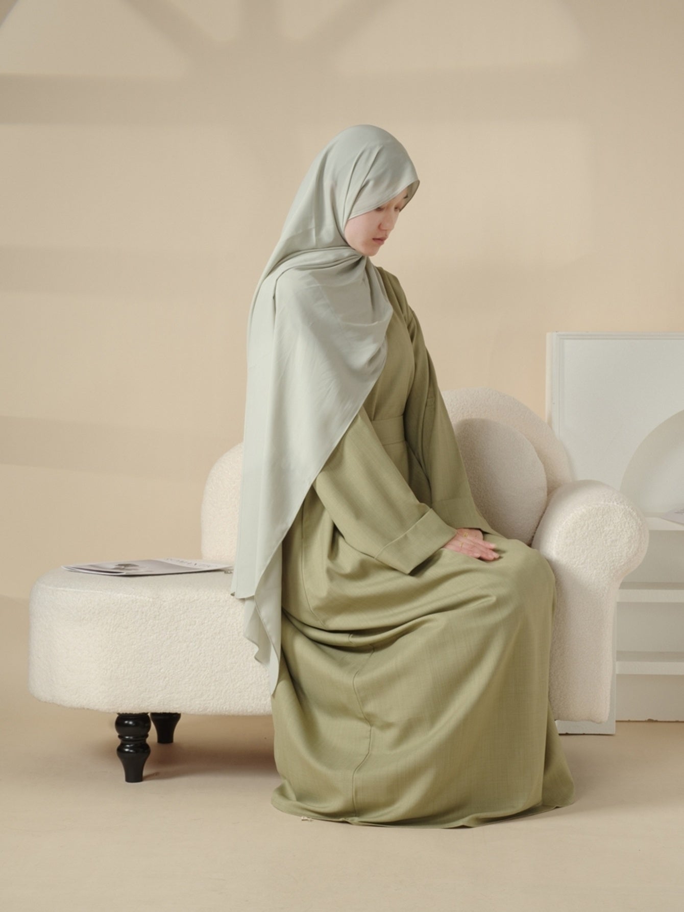 Plain Abaya with Pockets 2pcs Set Elegant Middle East Arab Islamic Muslim Style Shawl Robe Smock Ramadan Prayer Dress Long Skirt Jilbaab Abaya Women's Women Solid Color