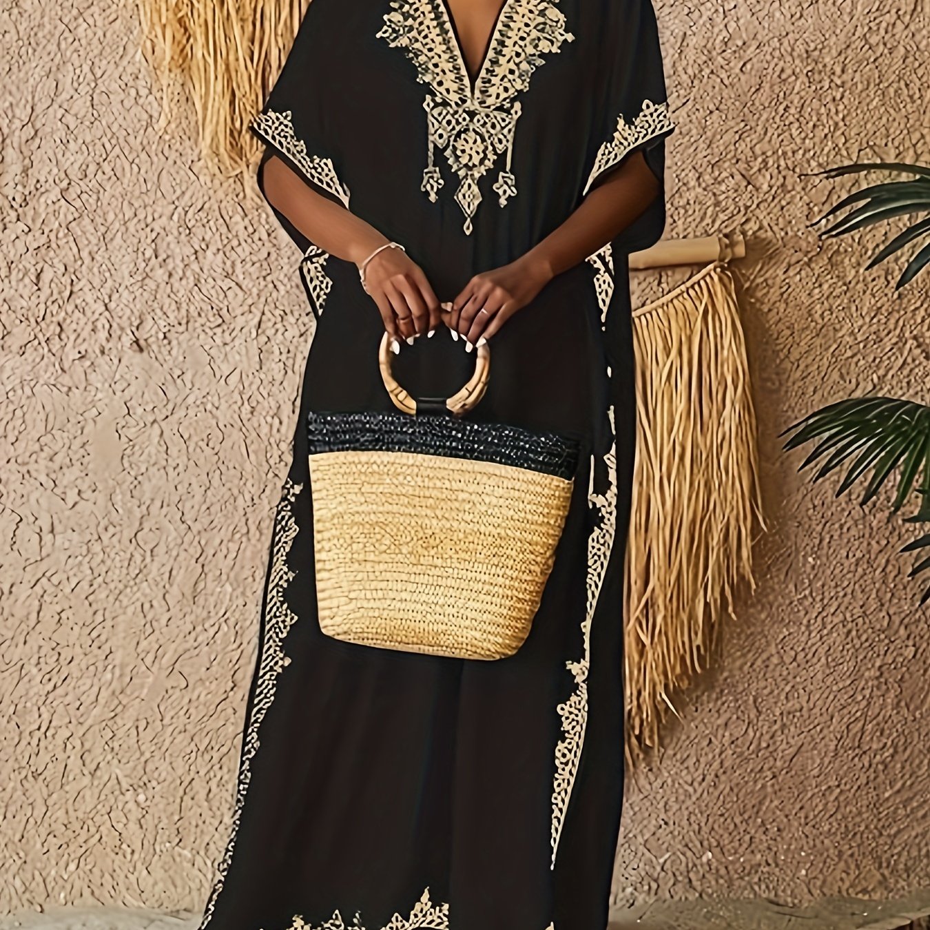 Kaftan Dresses For Women Swimsuit Coverup Plus Size Beach Caftan Cover Ups For Swimwear Embroidery