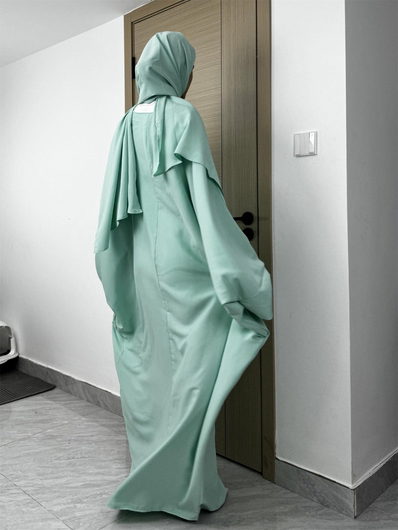 Plus Size Middle Eastern Loose Long Robe Prayer Jilbaab Dress with Matching Headscarf Two-piece Abayas Ethnic Clothing Islamic Conservative Dresses Long Skirt