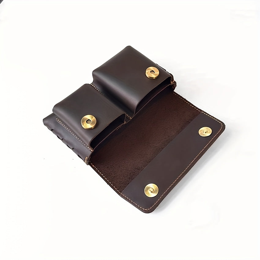 Men's Genuine Leather Belt Bag Multi-function Storage Bag For Keys, Mobile Phones, Tissues, Chargers, Multi-pocket Waist Bag