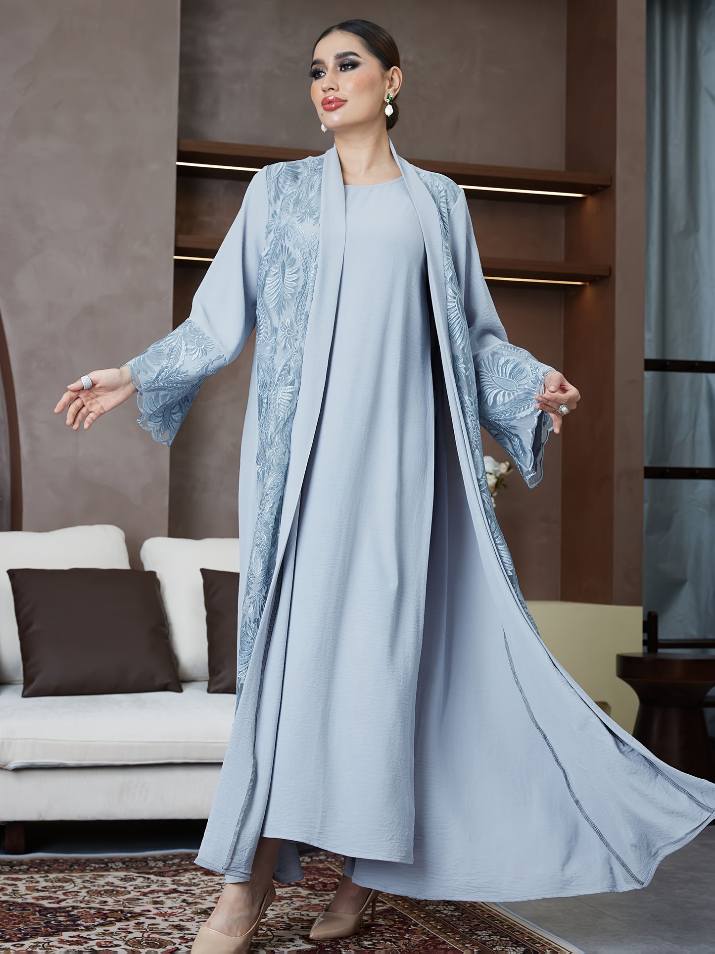 New Abaya for Ramadan, Middle Eastern Arabic Robe, Saudi Arabia, Turkish Muslim Women'S Floral Dress with Comfortable Breathable Fabric, High-End Fashion Paisley Pattern