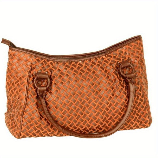 Chic Coffee Double Handle Leather Tote Bag Handbag