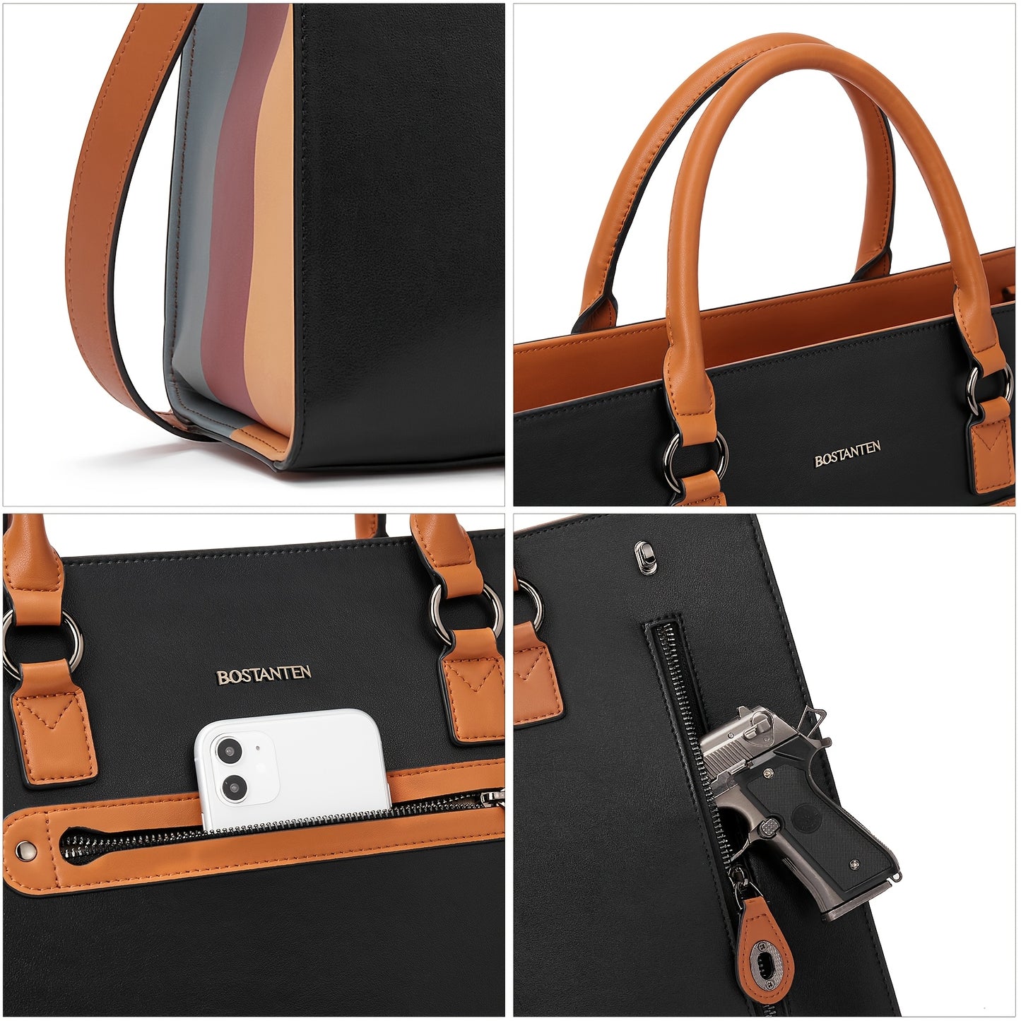 Leather Laptop Briefcase For Women Shoulder Bag 15.6 Inch Business Computer Tote Bag