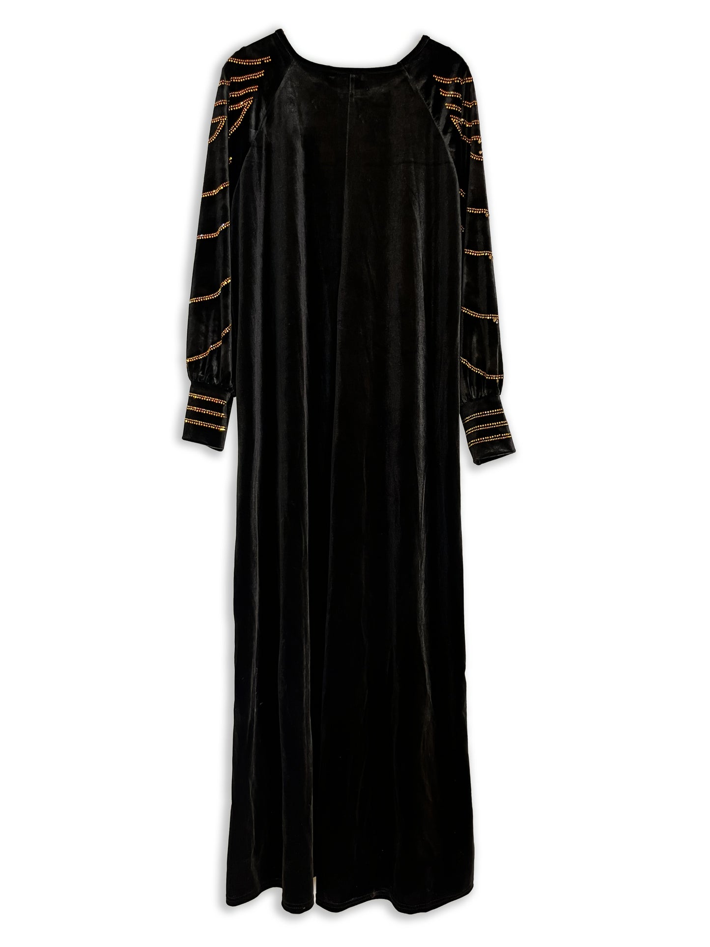Elegant Black Rhinestone-Embellished Long Turkish Abaya for Women - Elegant Sleeveless Midi with V-Neck, Perfect for Ramadan & Eid, Stylish Turkish And Arabic Fashion, Ramadan Dress