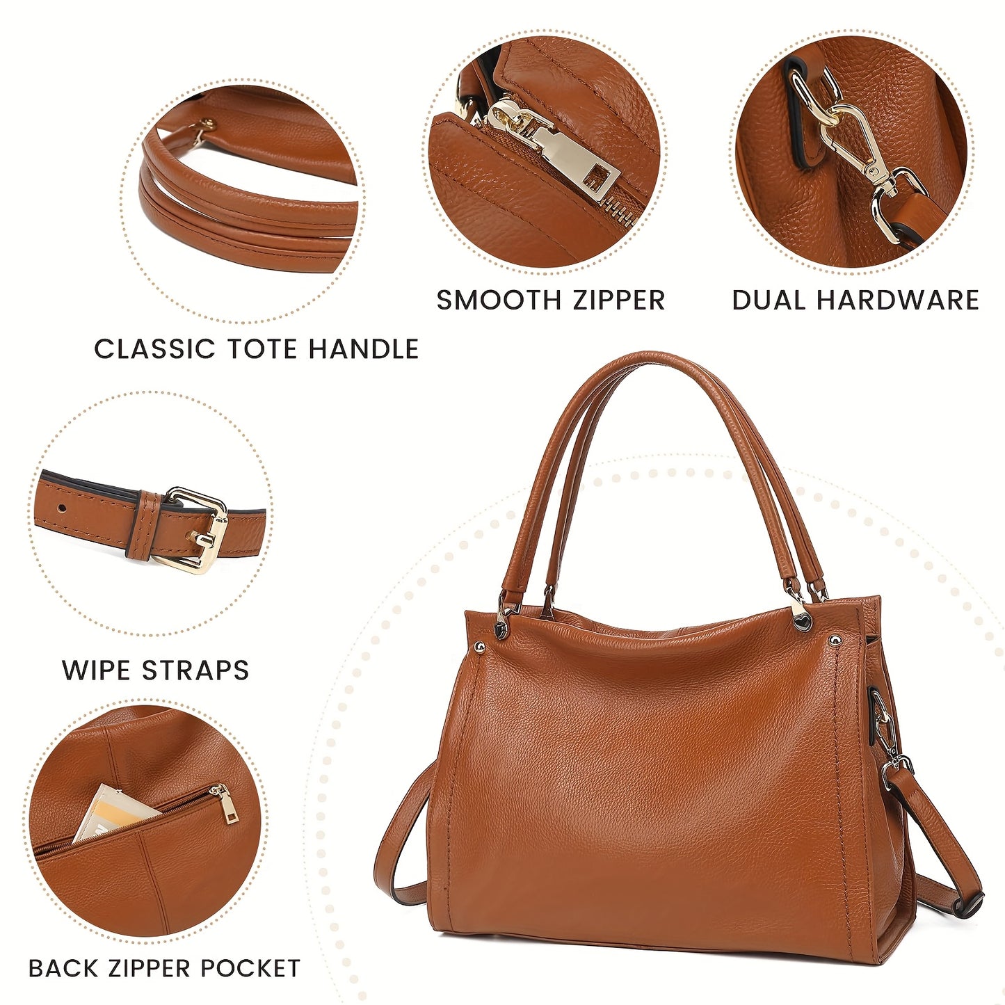 Elegant Leather Handbag, Women's Tote Bag, Versatile Single Shoulder Sling Bag