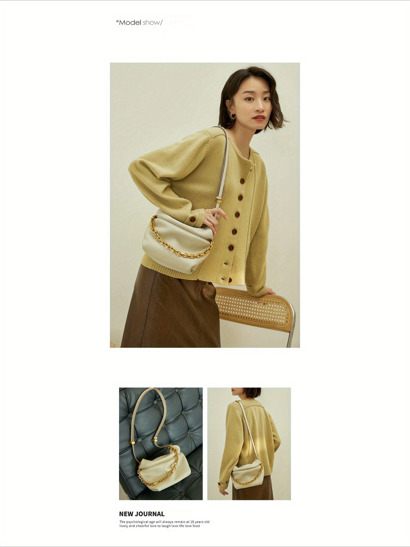 2025 New Women's Bag, Leather Crossbody Pleated Cloud Messenger Bag, Fashionable Chain Dumpling Bag, Single Shoulder Crossbody Bag