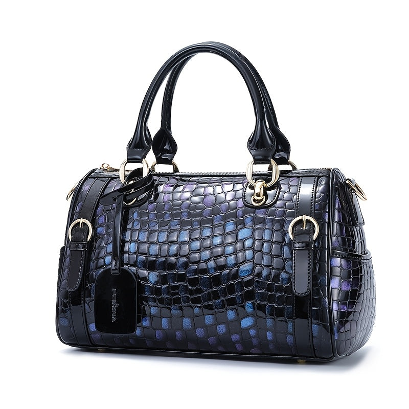 Crocodile Leather Crossbody Bags For Women, Large Leather Duffel Handbags For Women, Luxury Designer Bag, Over Shoulder Bag, Genuine Leather Large Tote Bag, Large Capacity