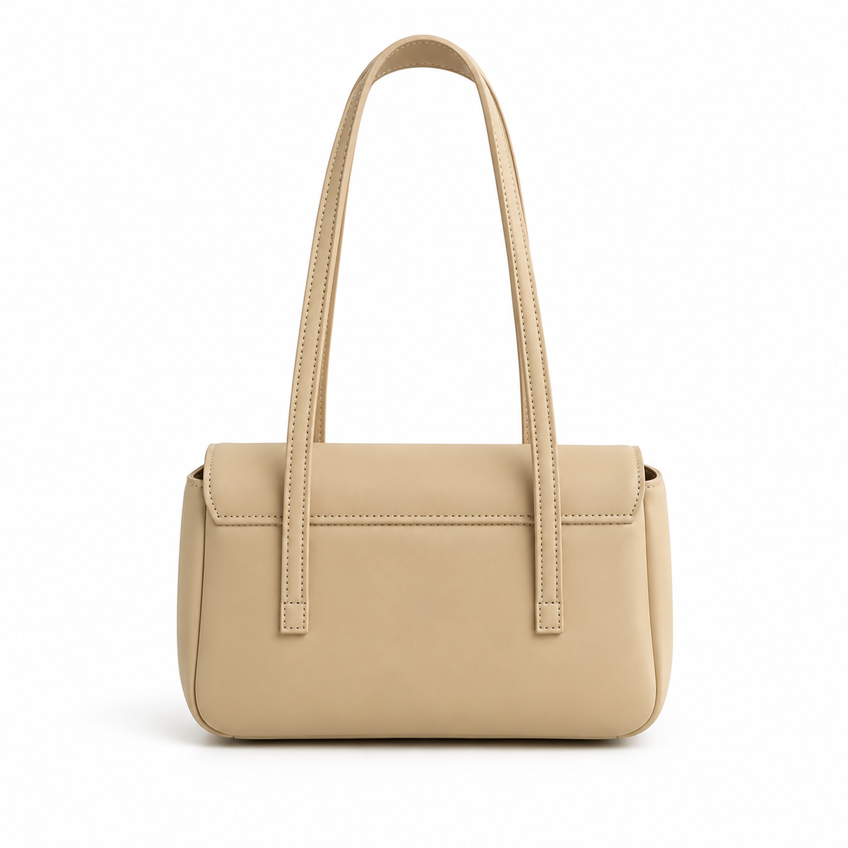 Elegant Beige Structured Shoulder Handbag Purse