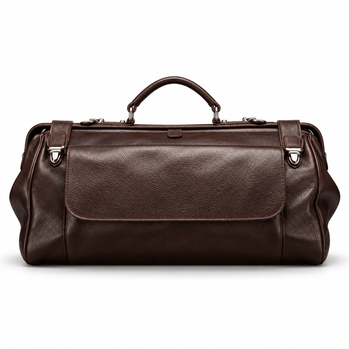 Dark Coffee Leather Duffel Travel Bag