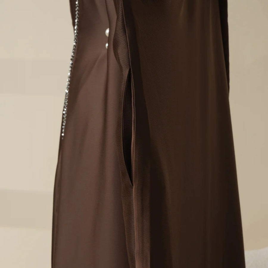 Batwing Emirati Abaya with Matching Hijab | Batwing Sleeve Abaya – Elegant Middle Eastern Arab, Islamic Style Shawl Robe Dress for Women, Long Skirt, Ramadan Prayer Outfit