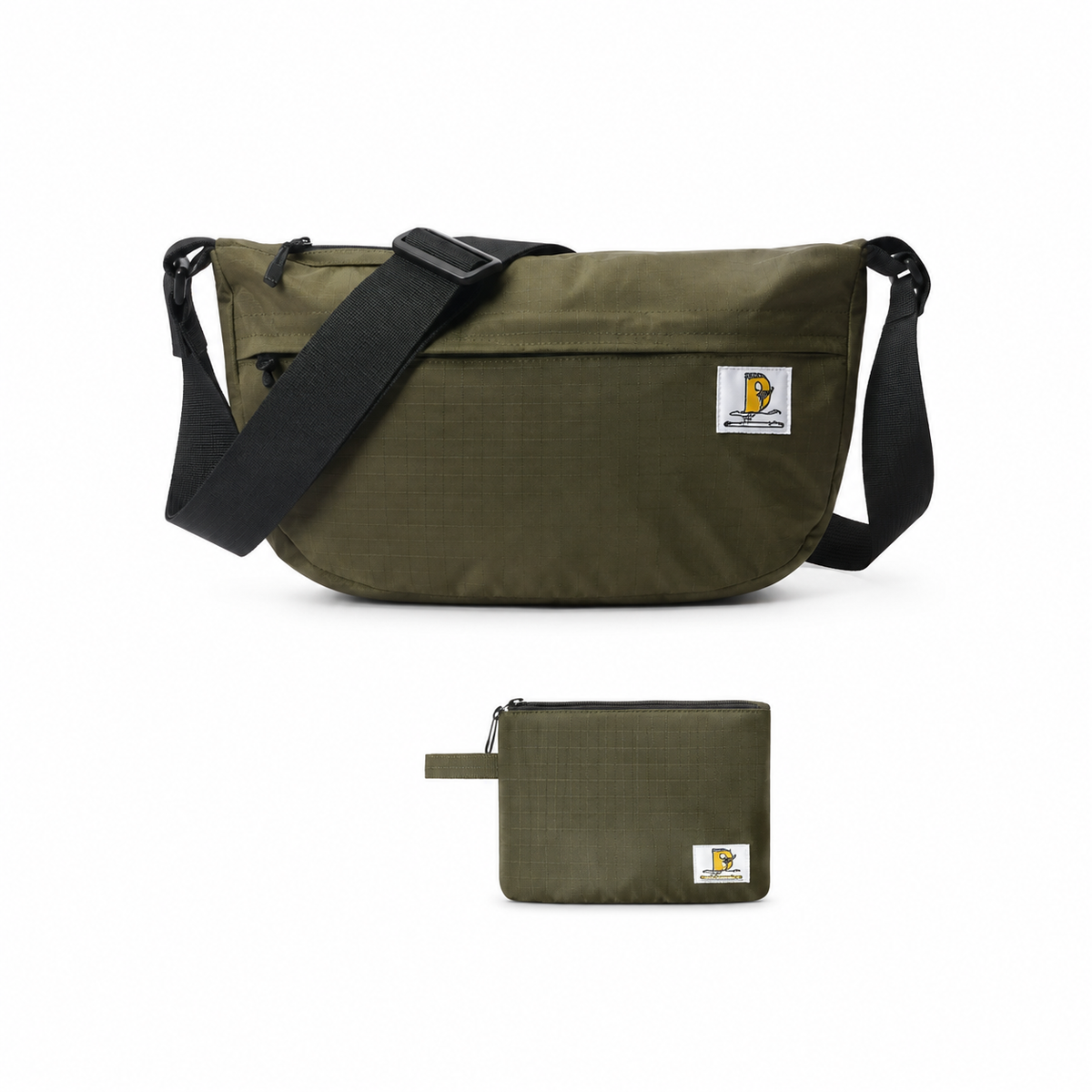 Green Crossbody Sling Bag with Matching Pouch