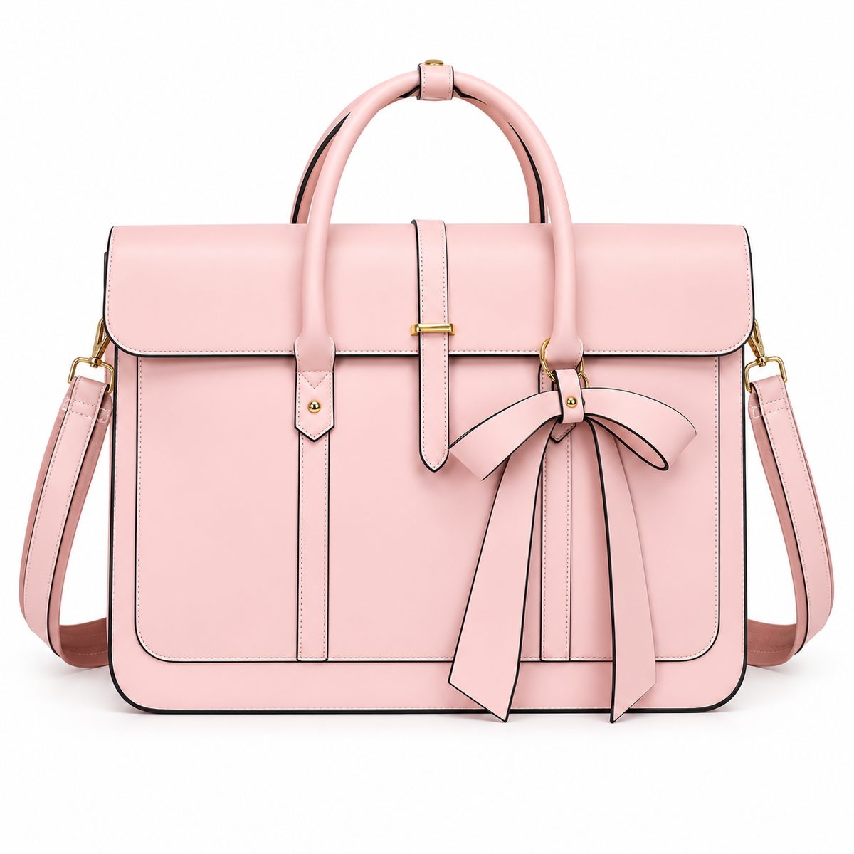 Blush Pink Leather Bow Laptop Bag