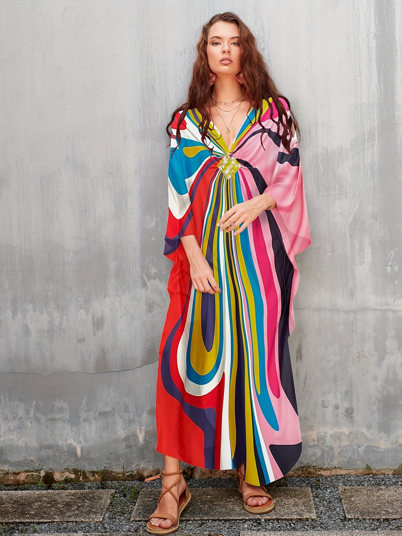 Plus Size Kaftan Dresses Long Swimsuit Coverup for Women Caftans Loungewear Casual Fall Dress