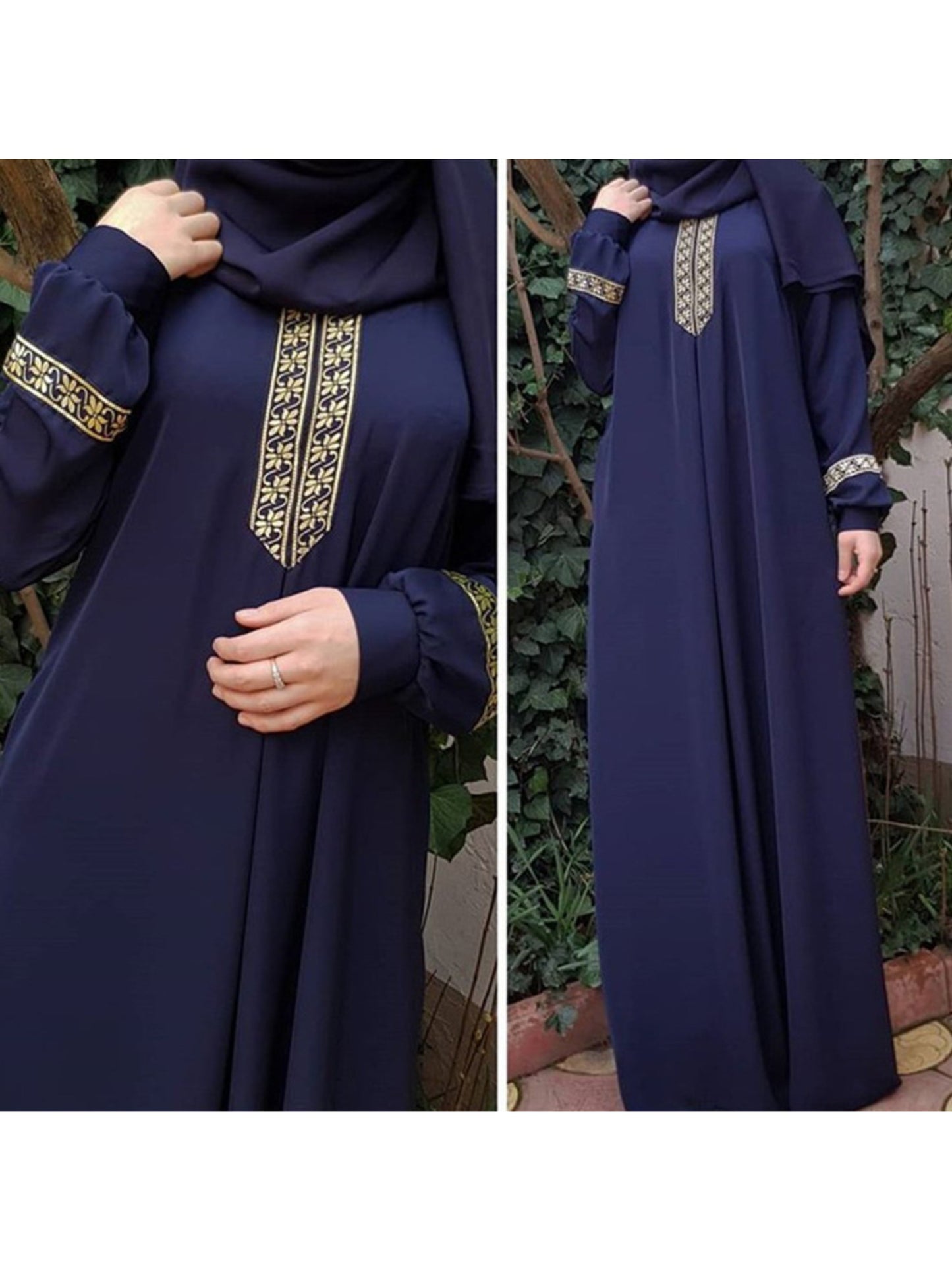 Plus Size, Women's Islamic Palestinian Abaya - Long Abaya Gown with Zipper Closure, Elegant Black Islamicrobe for Everyday & Special Occasions, Machine Washable Muslim Formal Attire, Modest Fashion