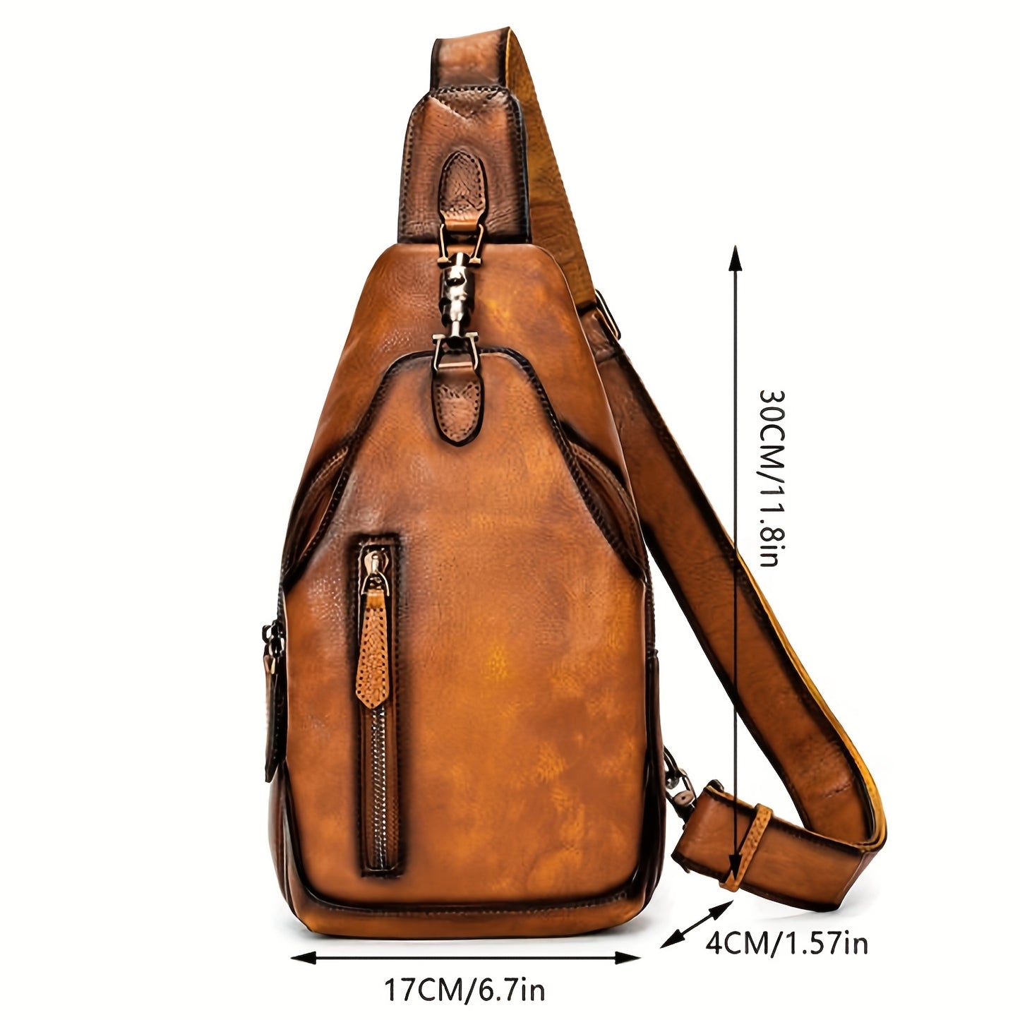 Genuine Leather Sling Bag For Men And Women Real Leather Shoulder Crossbody Bag