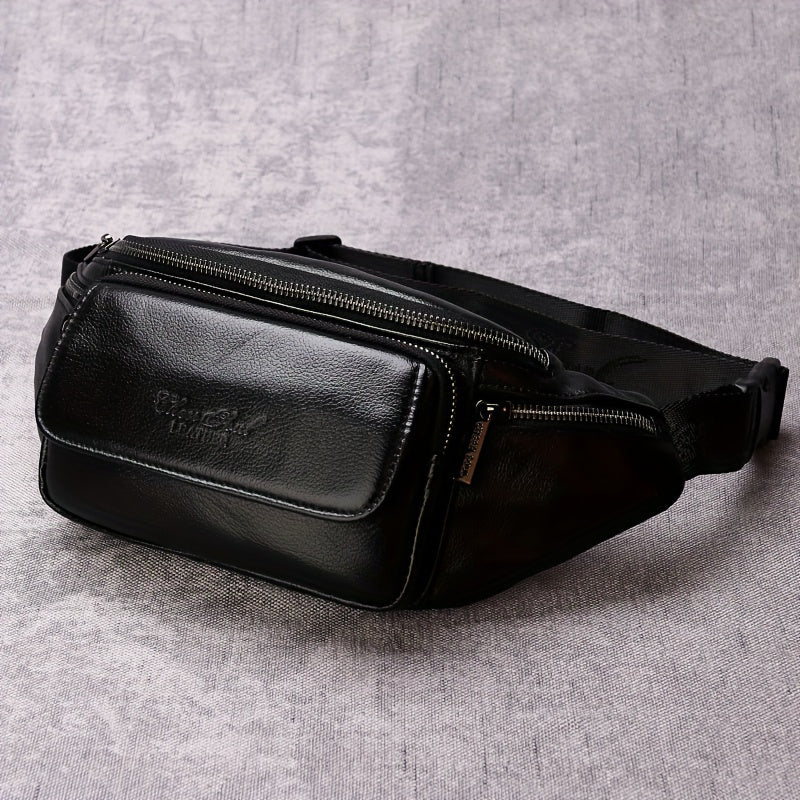 Men's Fashion Top Layer Leather Crossbody Bag - Comfortable Shoulder Crossbody Bag, Waist Bag