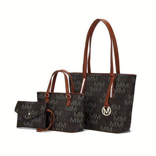 Collection Aylet M Leather Tote Bag with Mini Handbag and Wristlet Pouch
