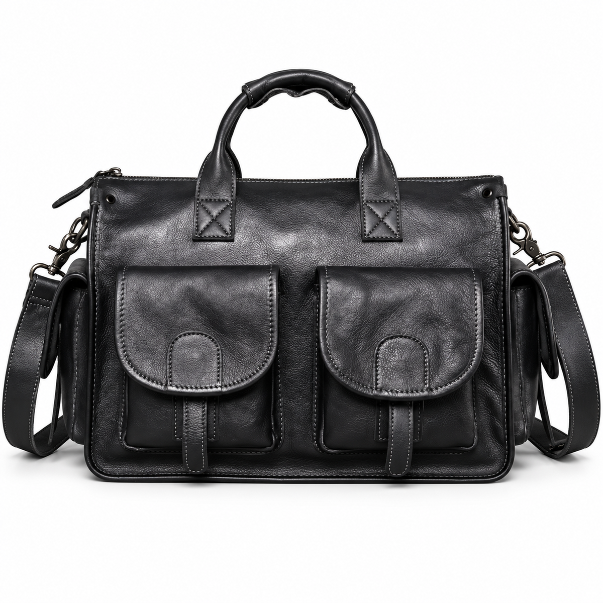 Classic Black Multi Pocket Overnight Bag
