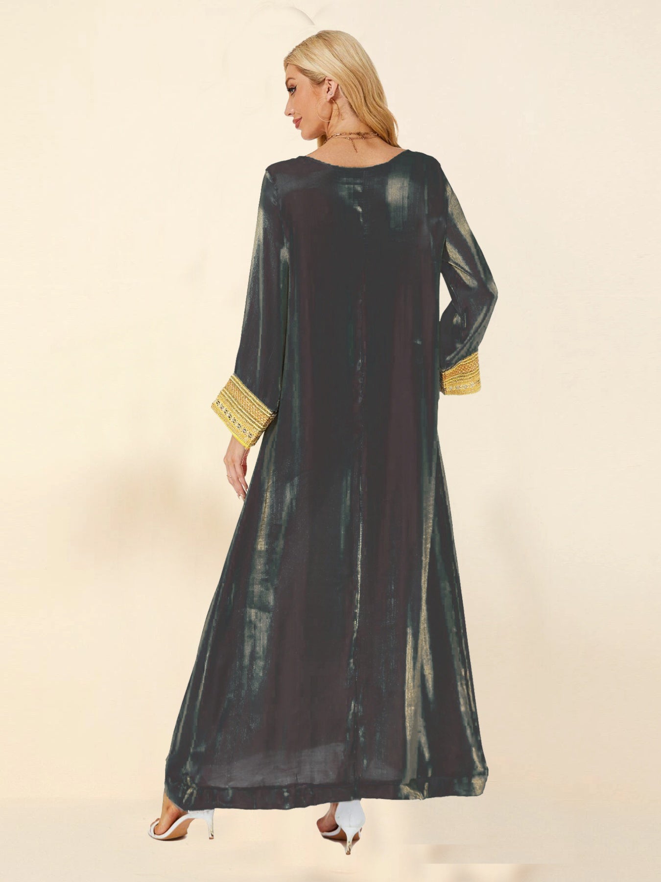 Women's Islamic Arabic Abaya Dress - Long Sleeve Elegant Muslim Dress with Floor-length Coverage, Loose Swing skirts for Everyday & Special Occasions
