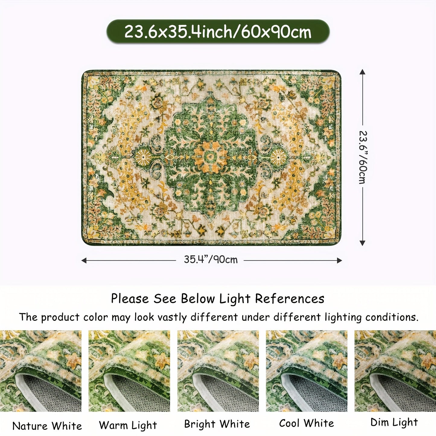 Bohemian Floral Medallion Area Rug - Small Rugs For Bedroom Soft Bathroom Mat, Machine Washable Indoor Throw Front Door Carpet For Bathroom Sink Dressing Room