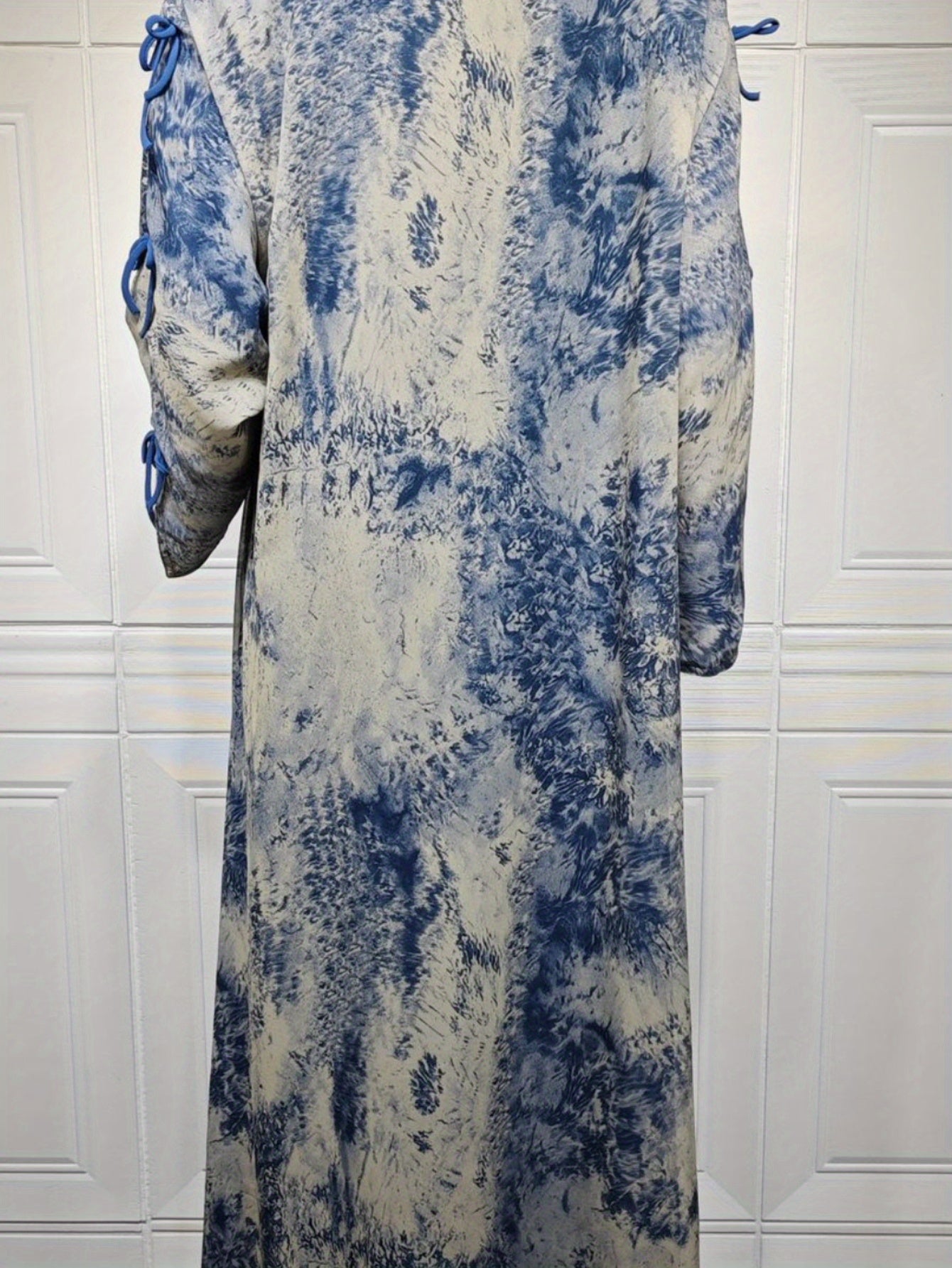 Stylish Women's Muslim Chiffon Print Summer Casual Emirati Abaya with Headscarf