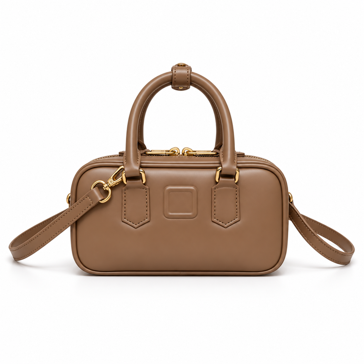Elegant Brown Structured Handbag With Strap
