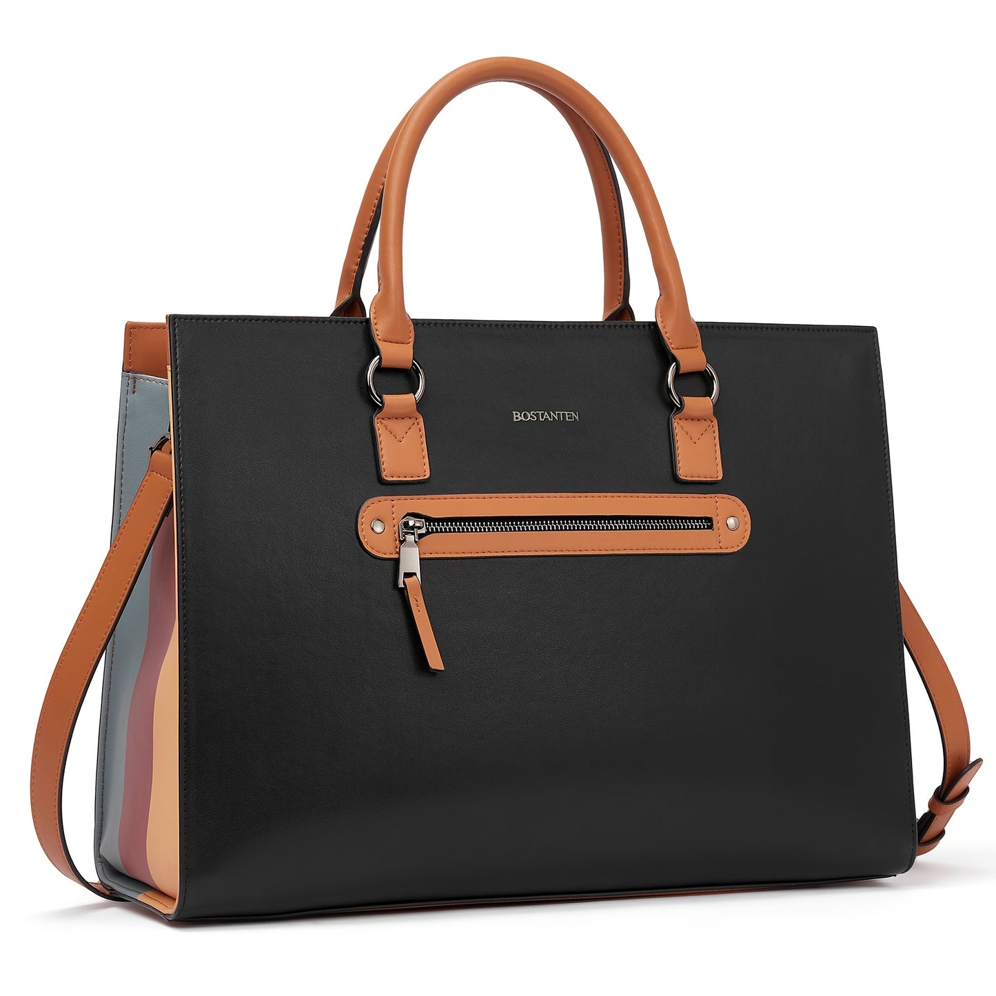 Leather Laptop Briefcase For Women Shoulder Bag 15.6 Inch Business Computer Tote Bag