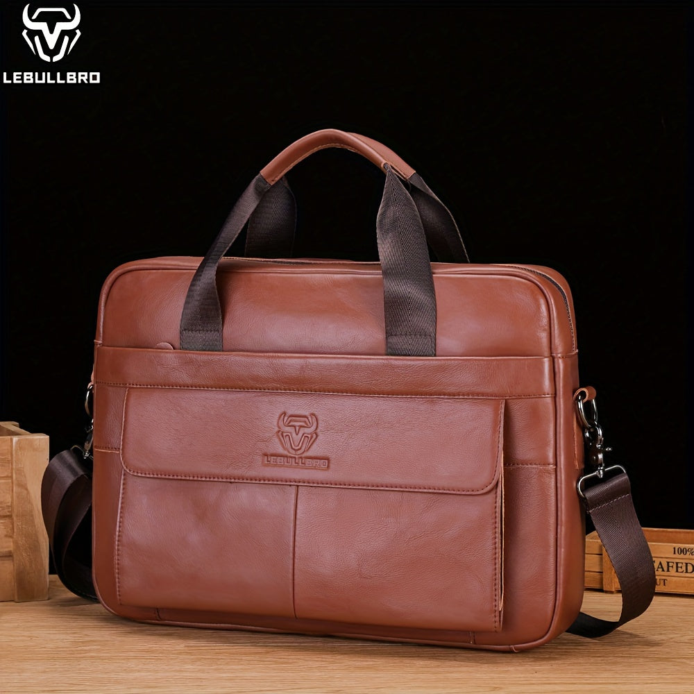 Men Top Layer Cowhide Leather Laptop Bag 100% Genuine Shoulder Messenger Leather Laptop Bag Business Handbag