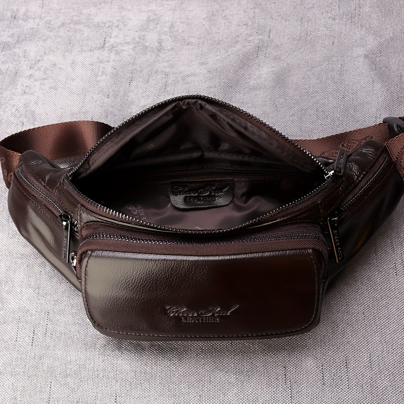 Men's Fashion Top Layer Leather Crossbody Bag - Comfortable Shoulder Crossbody Bag, Waist Bag
