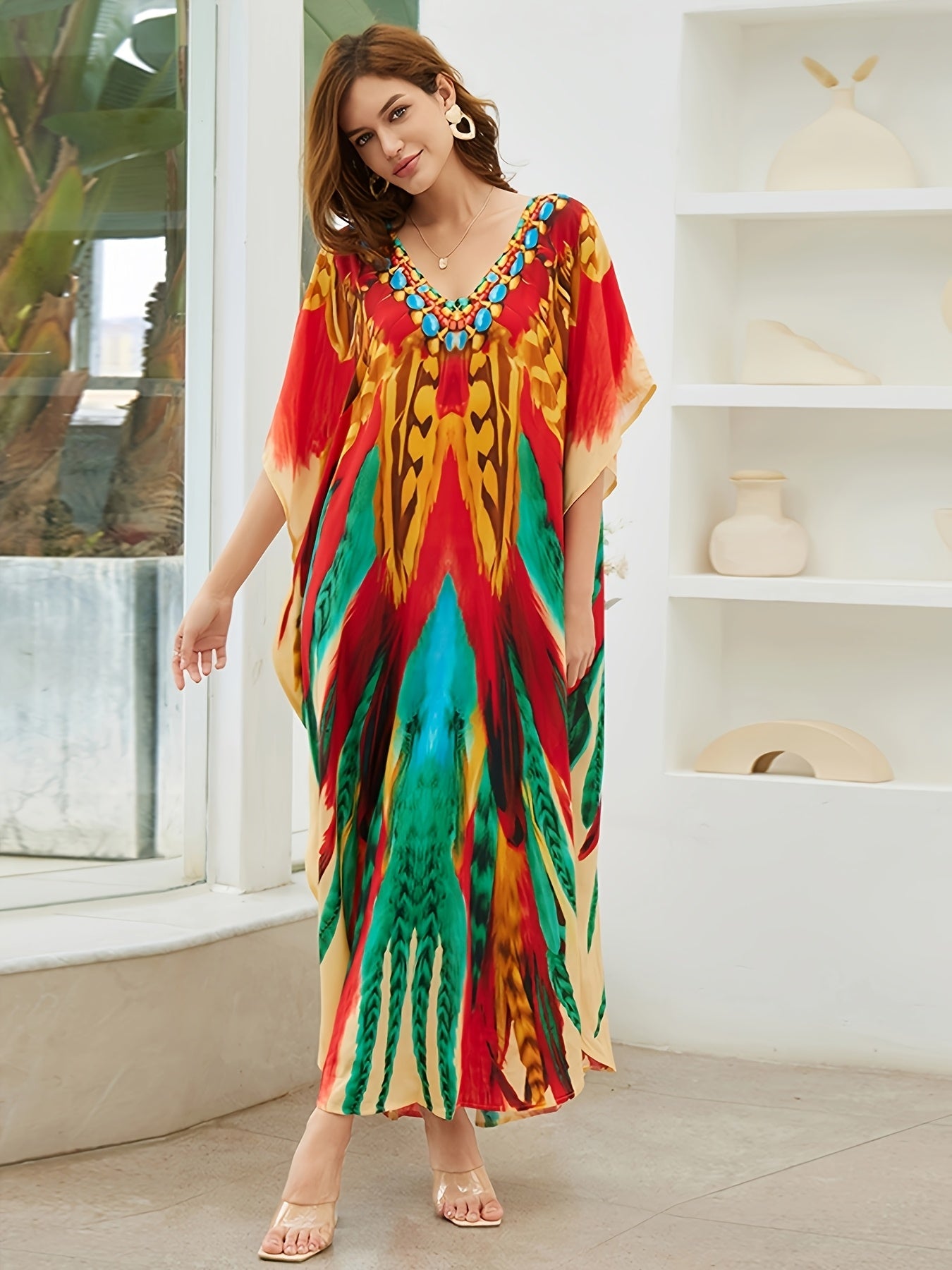 Women Long Kaftan Clothing Roomy Homewear Oversized Maxi Kimono Cover Ups Robes