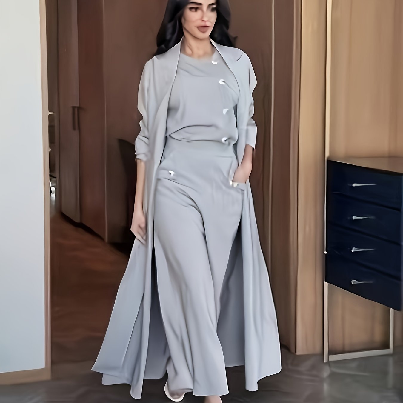 Middle Eastern Women's Emirati Abaya 3pcs Set - Machine Washable and Dry Cleanable