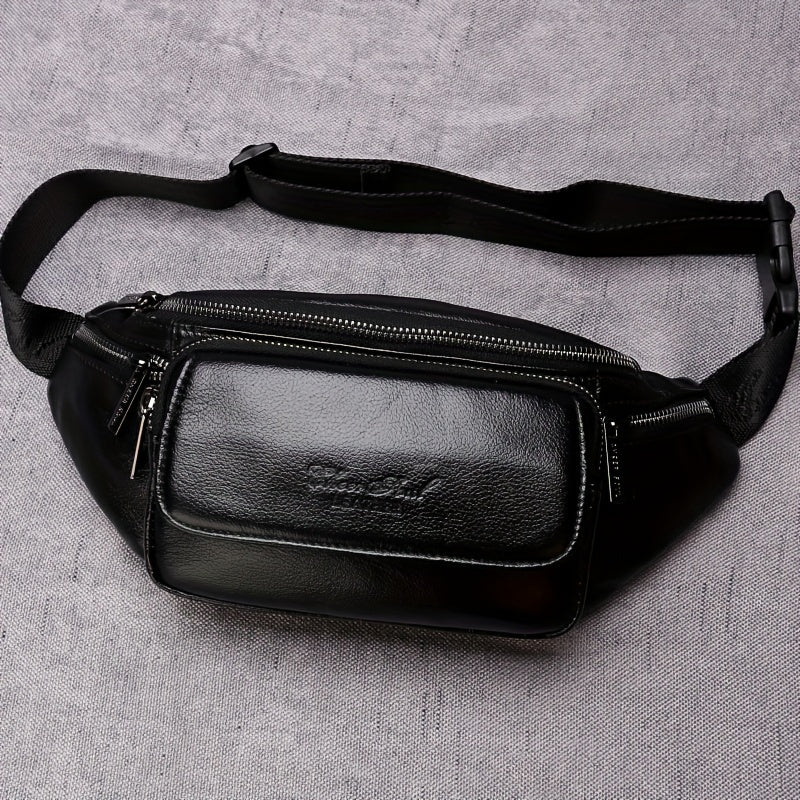 Men's Fashion Top Layer Leather Crossbody Bag - Comfortable Shoulder Crossbody Bag, Waist Bag
