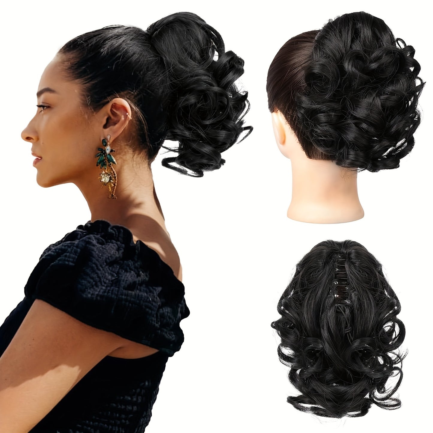 8 Inch Wavy Clip-In Ponytail | Jumbo Claw Clip Synthetic Hair Extensions for Women