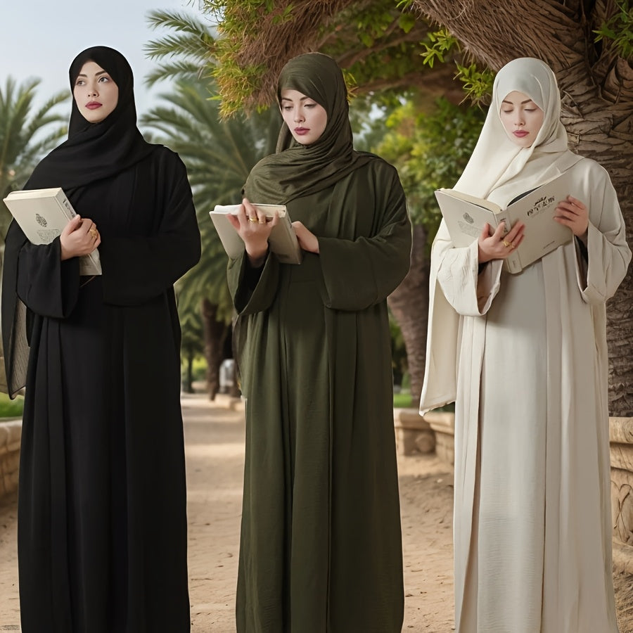 3pcs set of underwear, outerwear and belt for Muslim Women's Ramadan prayer dress,Arabic long robe in summer, thin style, breathable and comfortable elastic loose Abaya Arab Eid al-Fitr ladies abaya
