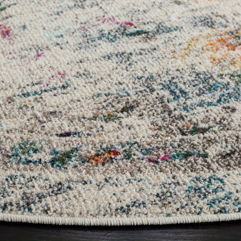 Madison Dalia Vintage Traditional Area Round Rug Grey Golden 5' x 5' Round