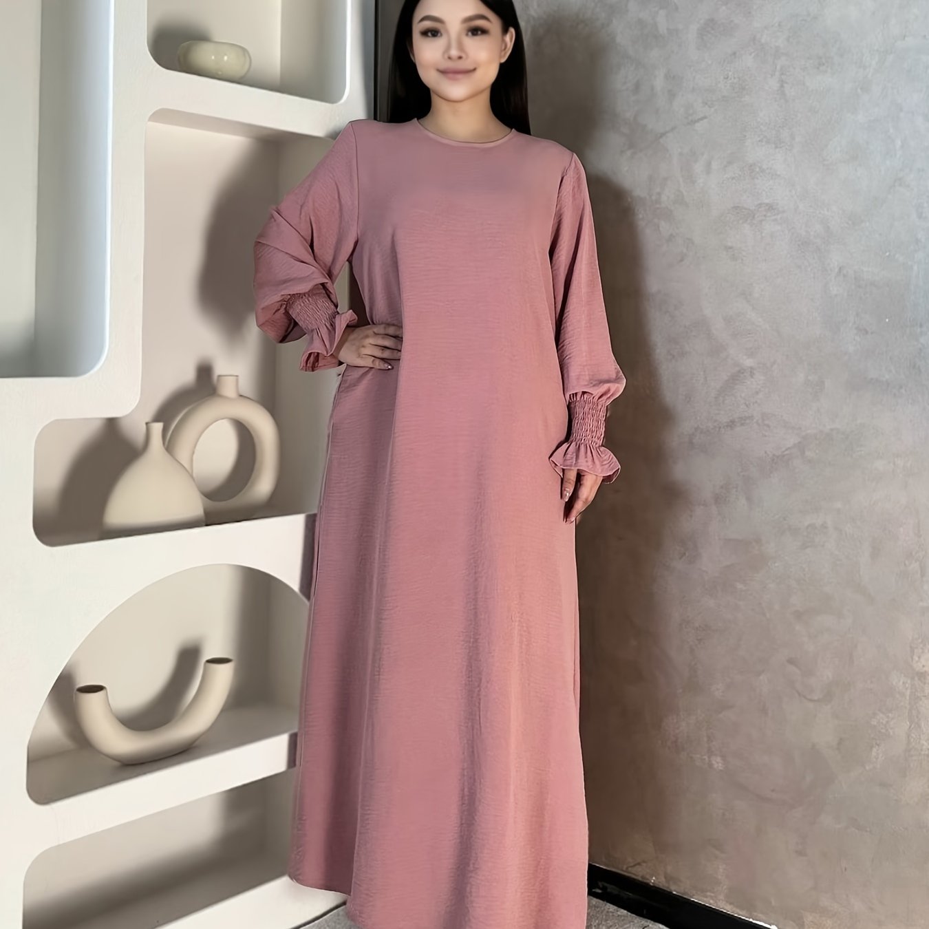Soft Crepe Material With Pocket Muslim Lady Abaya Prayer Abaya