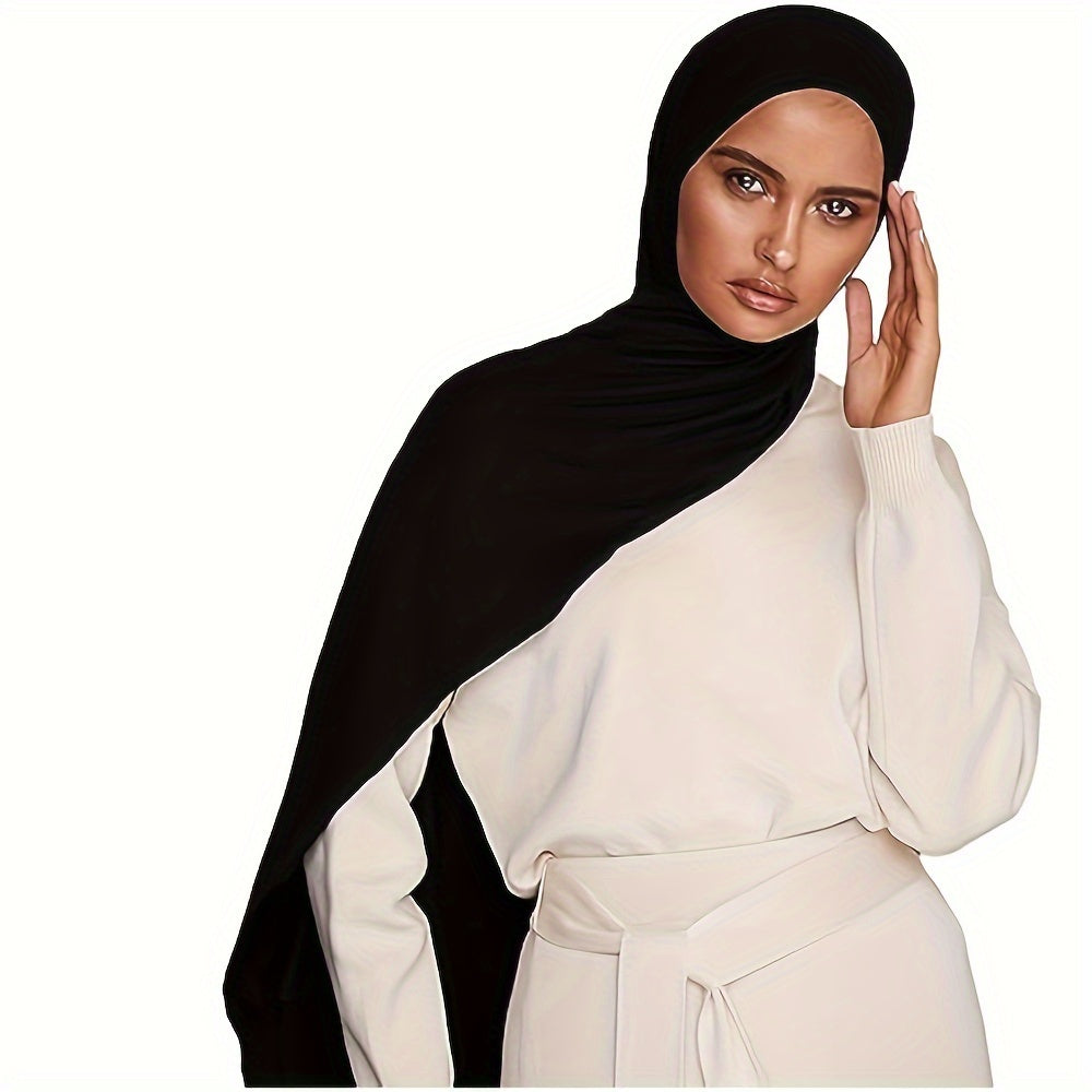 3pcs Women'S Small Size Muslim Bamboo Jersey Hijab Set - Elegant Solid Color Hijab Scarf with Head Cover & Shawl, Soft Breathable Woven Fabric, Non-Stretch Fit for Ramadan, Daily Wear & Special Occasion