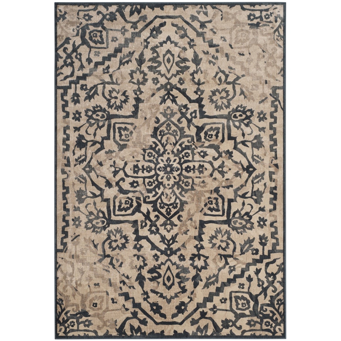 Vintage Collection VTG135 Non-Slip Indoor Power Loomed Easy Care Medium Area Rug For Home Decor Rug for Living Room, Bedroom, Dining Room, Home Office, Turkish Carpet, Basement