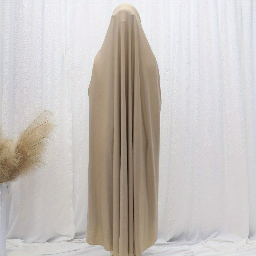 Women's Middle Eastern Baju Abaya Dress - Solid Color Hooded Robe with Bat Sleeves, Modest Traditional Long Gown for Daily & Formal Wear, Comfortable & Versatile Elegant Islamic Attire