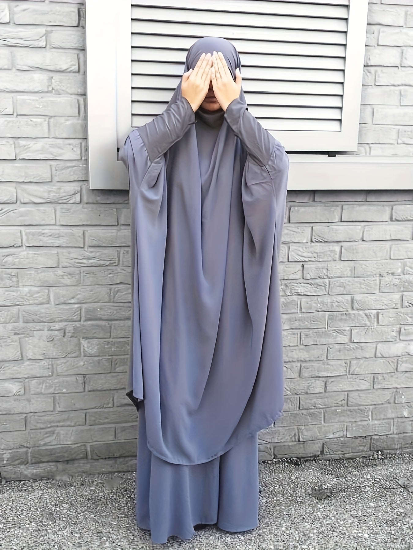 2pcs Dubai Islamic Muslim Women Jilbaab Abaya Long Skirt Pray Abaya Set for EID Ramadan