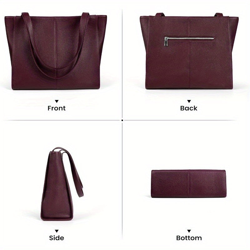 Women's Genuine Professional Work Tote Bag with 14" Laptop Compartment - Large Capacity Handbag with Golden-Tone Hardware, Zippered Pocket & Smooth Wide Handle, Scratch-Resistant & Lightweight (1.7lbs) for Travel, Work, Every